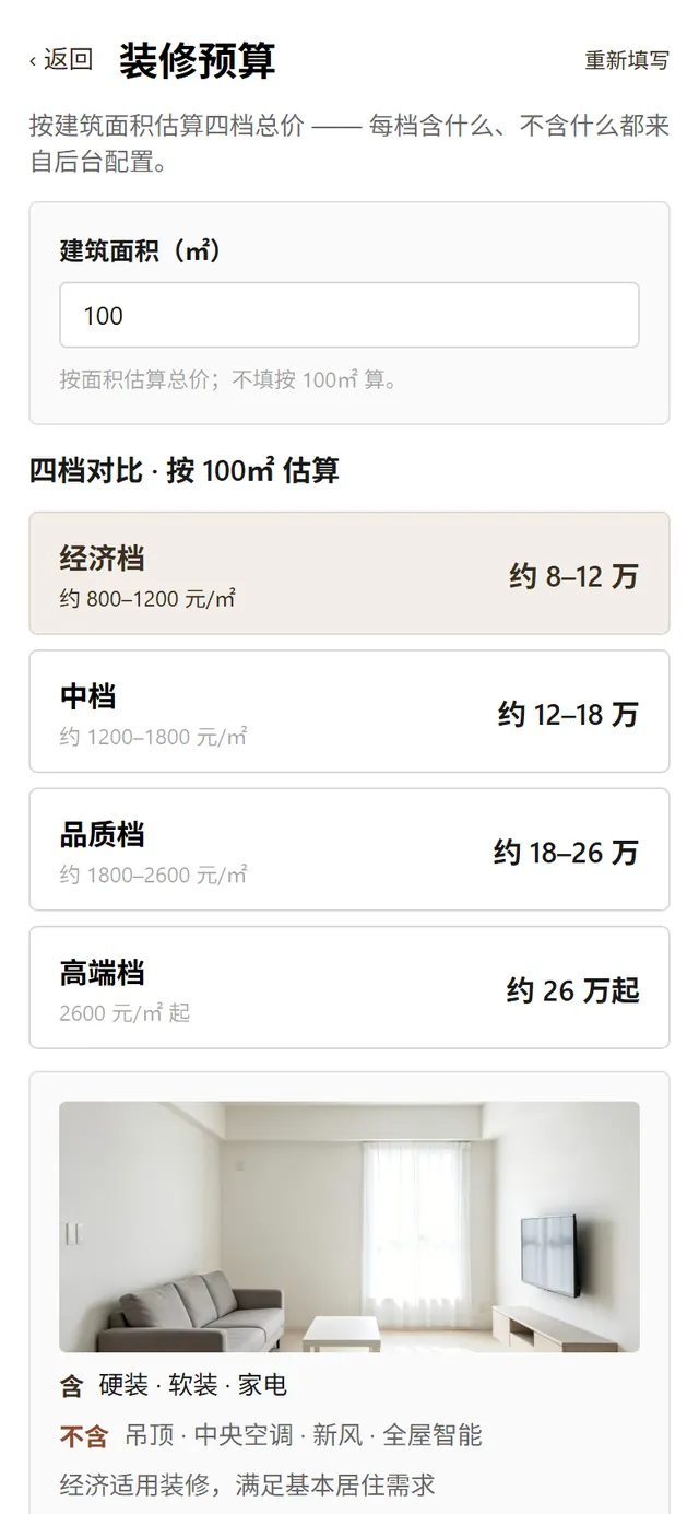 住宅日记 · 装修预算档位